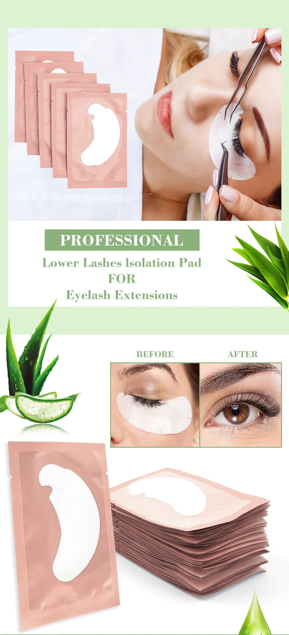 100/500 paires de patchs pour cils Hydrogel Gel patchs pour les yeux en gros Extension de faux cils sous les coussinets pour les yeux outils de maquillage
