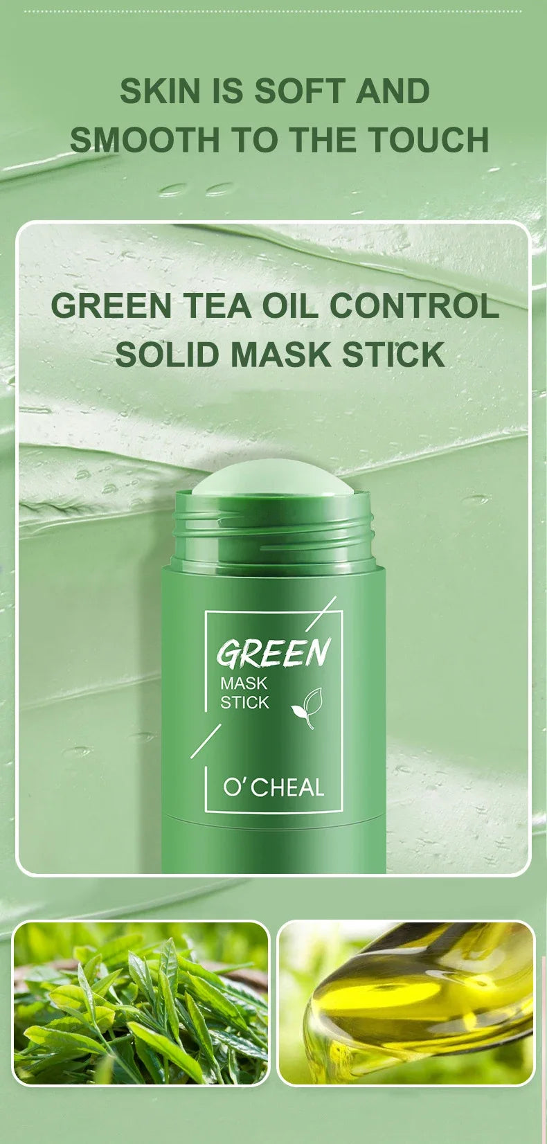 Masque facial solide bâton thé vert miel pêche nettoyage des pores hydratant Long charbon d'aubergine Film de boue