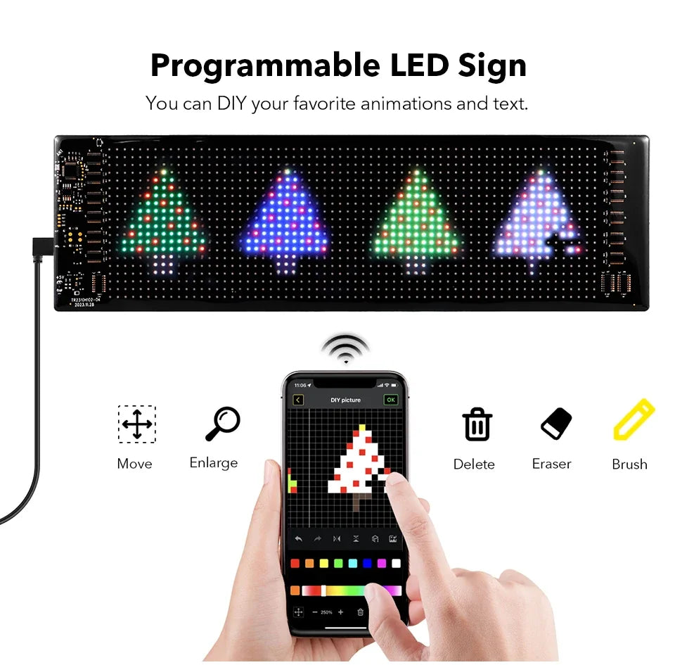 Truck Car Devil Eye LED Sign Car Scrolling Advertising USB 5V Bluetooth App Control Logo Light Custom Text Pattern Animation