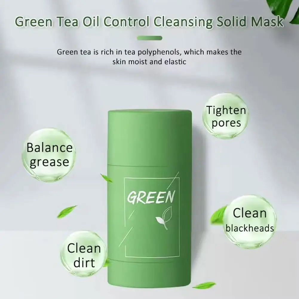 Bâton d'argile à thé vert pour le visage, bâton de masque vert, frottis d'acné, rétrécit les points noirs, extrait de thé vert, masque Facial, nettoyage des pores, 1/3 pièces