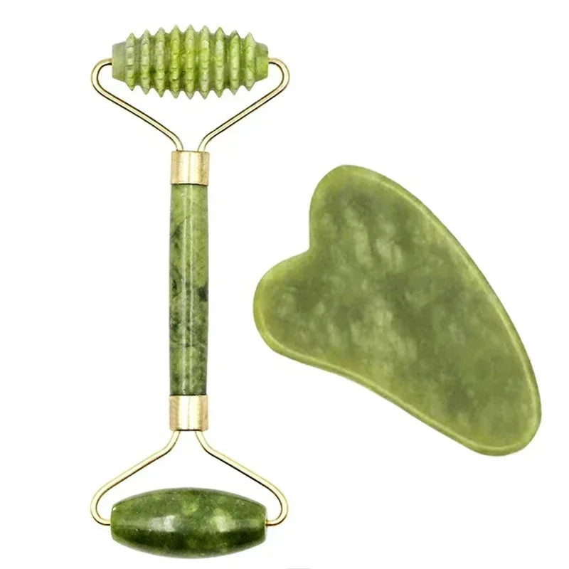 Rouleau de Jade naturel pour le visage Gua Sha, pierre naturelle, masseur de corps et de cou, points d'acupuncture, soins oculaires, Spa, outils de Massage, Lifting du visage