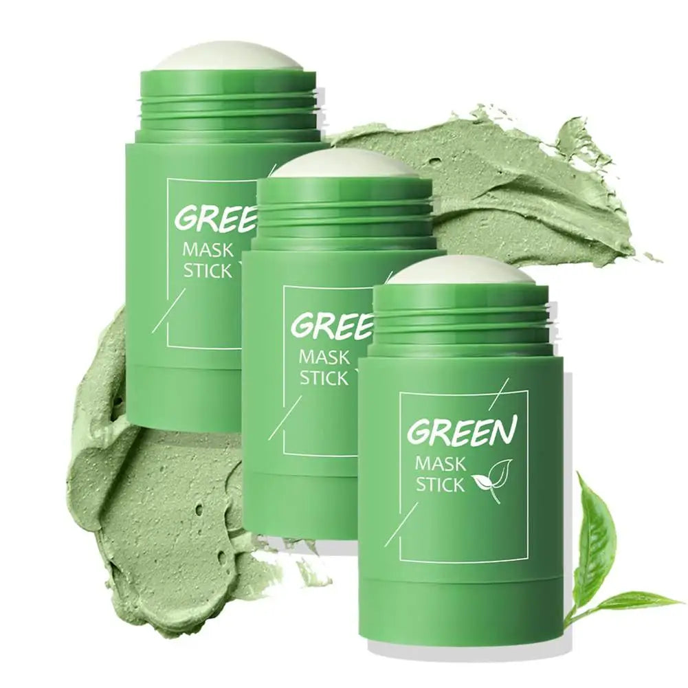 Bâton d'argile à thé vert pour le visage, bâton de masque vert, frottis d'acné, rétrécit les points noirs, extrait de thé vert, masque Facial, nettoyage des pores, 1/3 pièces