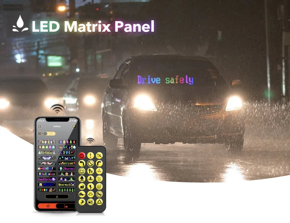 Truck Car Devil Eye LED Sign Car Scrolling Advertising USB 5V Bluetooth App Control Logo Light Custom Text Pattern Animation
