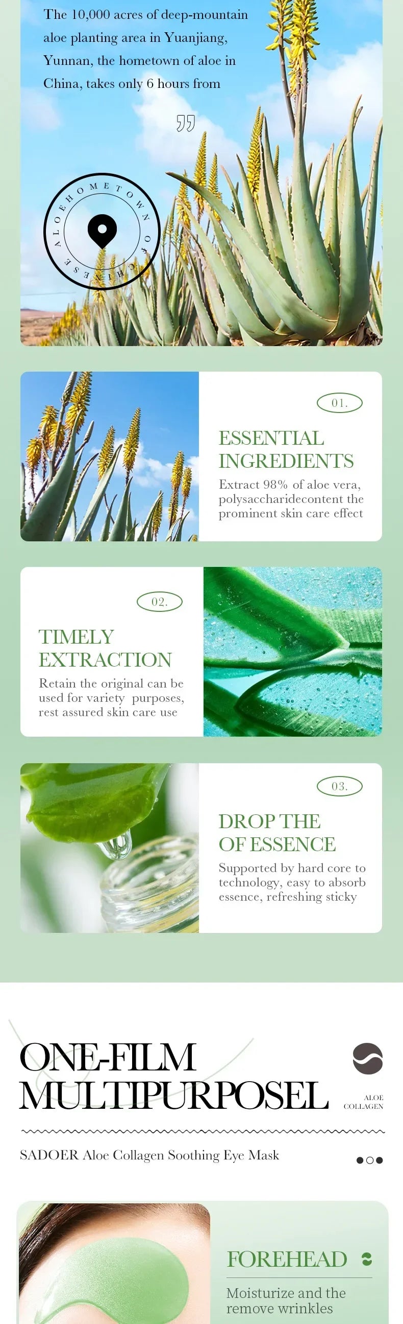 Masque pour les yeux au collagène à l'aloe Vera, 60 pièces, Anti-cernes, sacs pour les yeux, hydratant, raffermissant, acide hyaluronique, patchs pour les yeux, soins de la peau