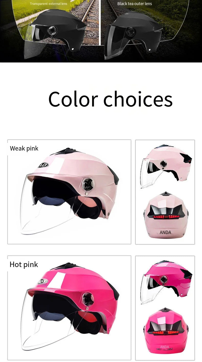 Casques de moto avec lumières LED, casque de cyclomoteur