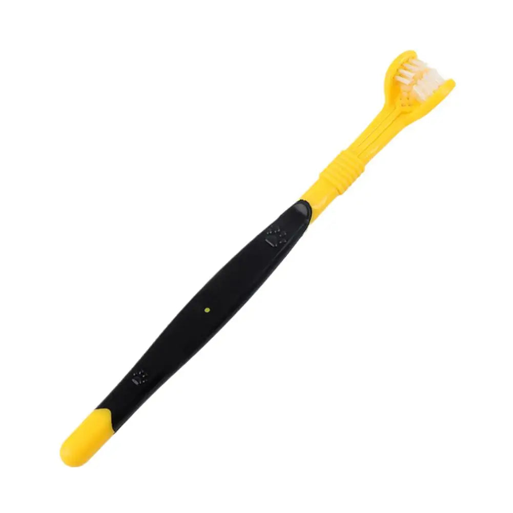 Brosse à dents à trois têtes pour animaux de compagnie, nettoyage buccal