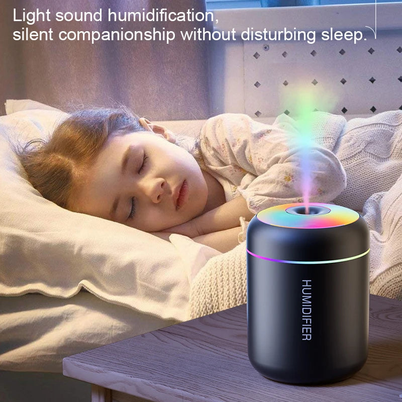 Humidificateur d'air, diffuseur d'arômes, purificateur d'huiles essentielles, lumières colorées