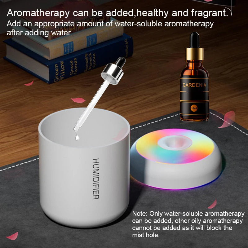 Humidificateur d'air, diffuseur d'arômes, purificateur d'huiles essentielles, lumières colorées