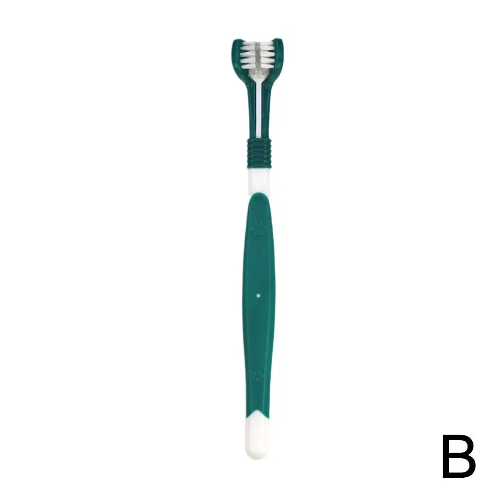 Brosse à dents à trois têtes pour animaux de compagnie, nettoyage buccal