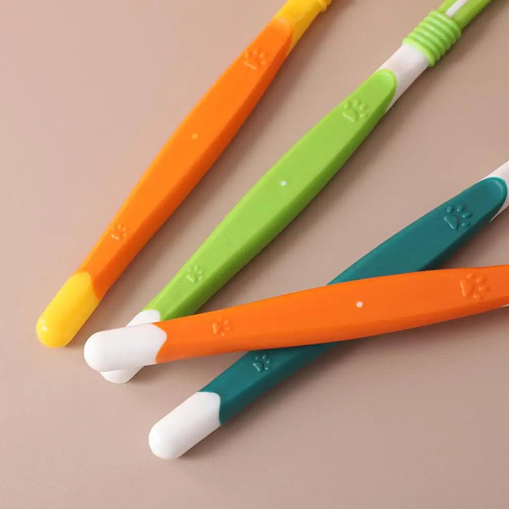 Brosse à dents à trois têtes pour animaux de compagnie, nettoyage buccal