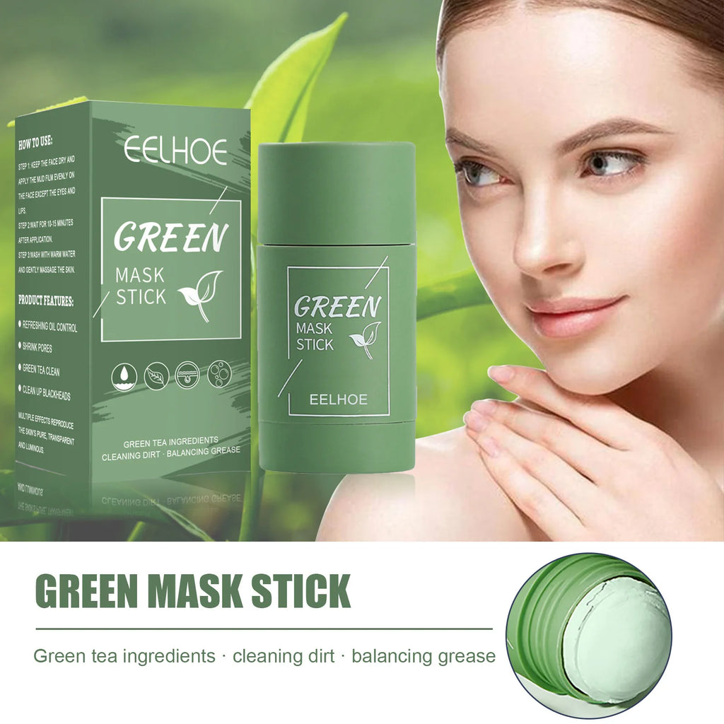 Masque propre au thé vert, bâton de traitement de l'acné, crème dissolvant de points noirs, nettoyage en profondeur des pores, éclaircissant, purifiant, masque de boue en argile Matcha