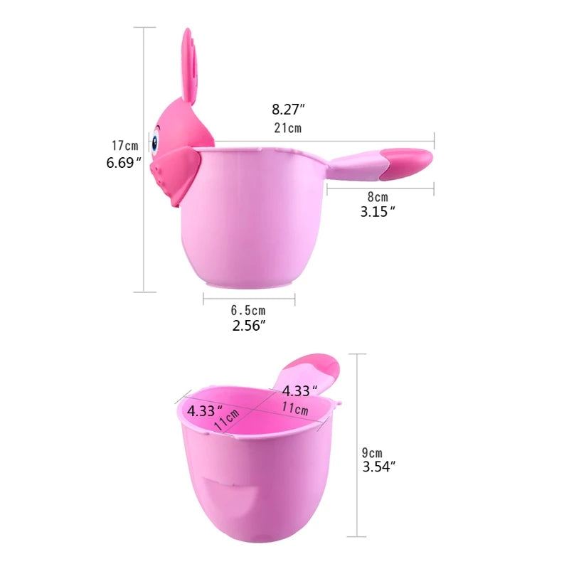 Baignoire pour bébé, tasse de rinçage, dessin animé, douche, lavage pour la tête