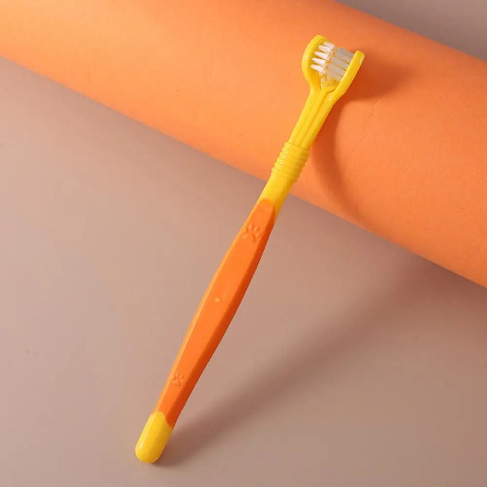 Brosse à dents à trois têtes pour animaux de compagnie, nettoyage buccal