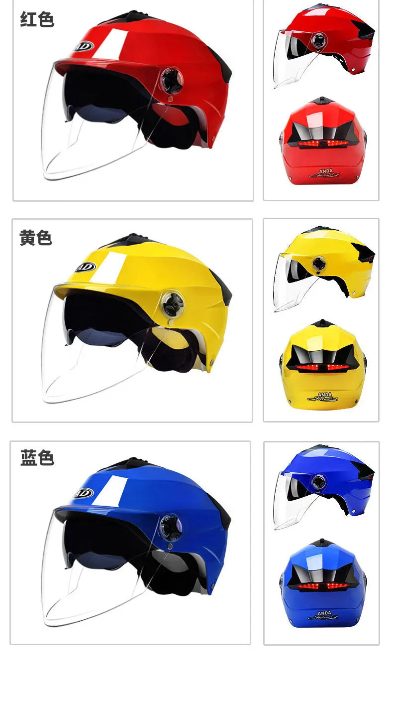Casques de moto avec lumières LED, casque de cyclomoteur