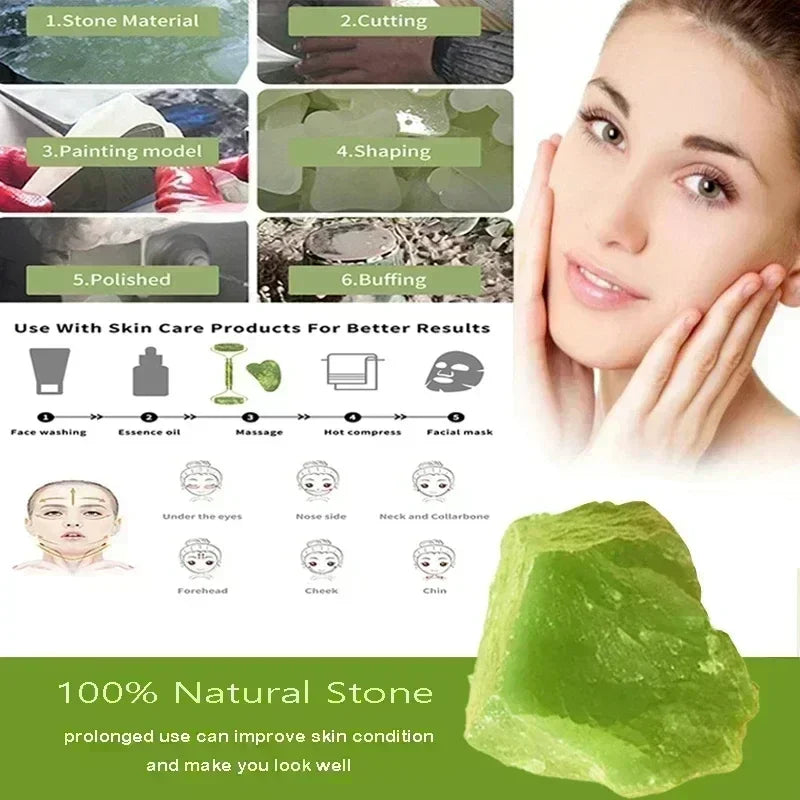 Rouleau de Jade naturel pour le visage Gua Sha, pierre naturelle, masseur de corps et de cou, points d'acupuncture, soins oculaires, Spa, outils de Massage, Lifting du visage
