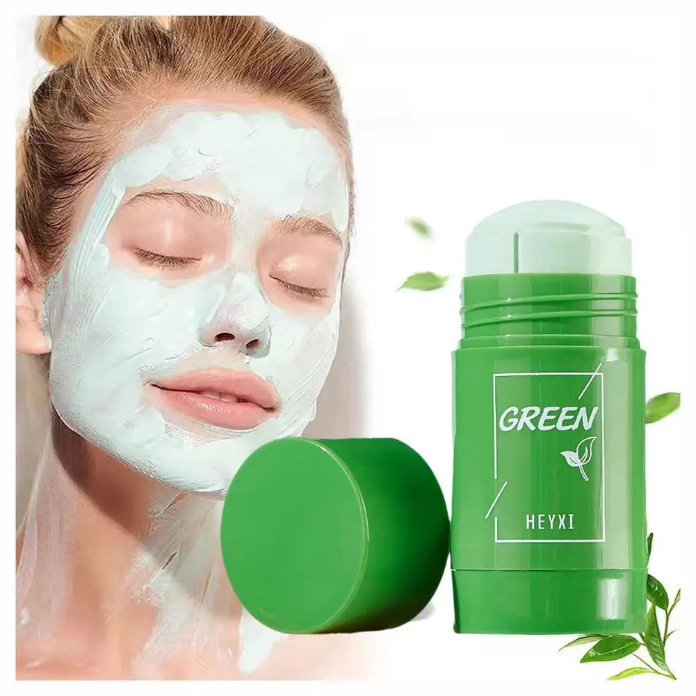 Bâton d'argile à thé vert pour le visage, bâton de masque vert, frottis d'acné, rétrécit les points noirs, extrait de thé vert, masque Facial, nettoyage des pores, 1/3 pièces