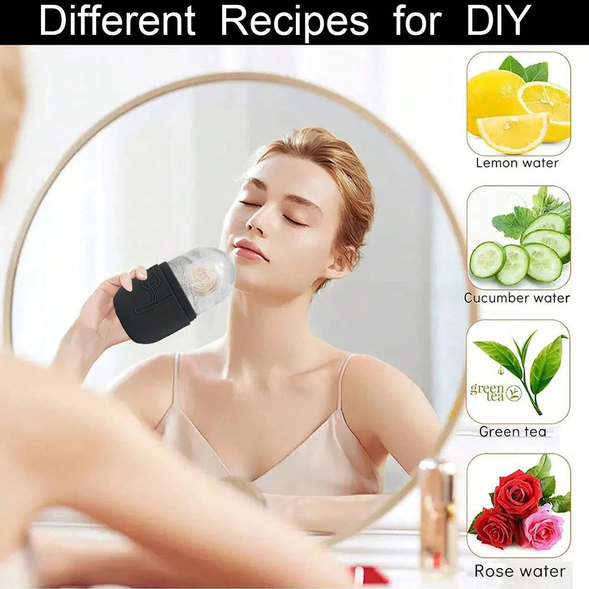 Ensemble de rouleaux de surface de glace - Ensemble de rouleaux de glace pour soins de la peau du visage, outils de massage du visage, rouleau de surface de glace en silicone, planche gua sha.