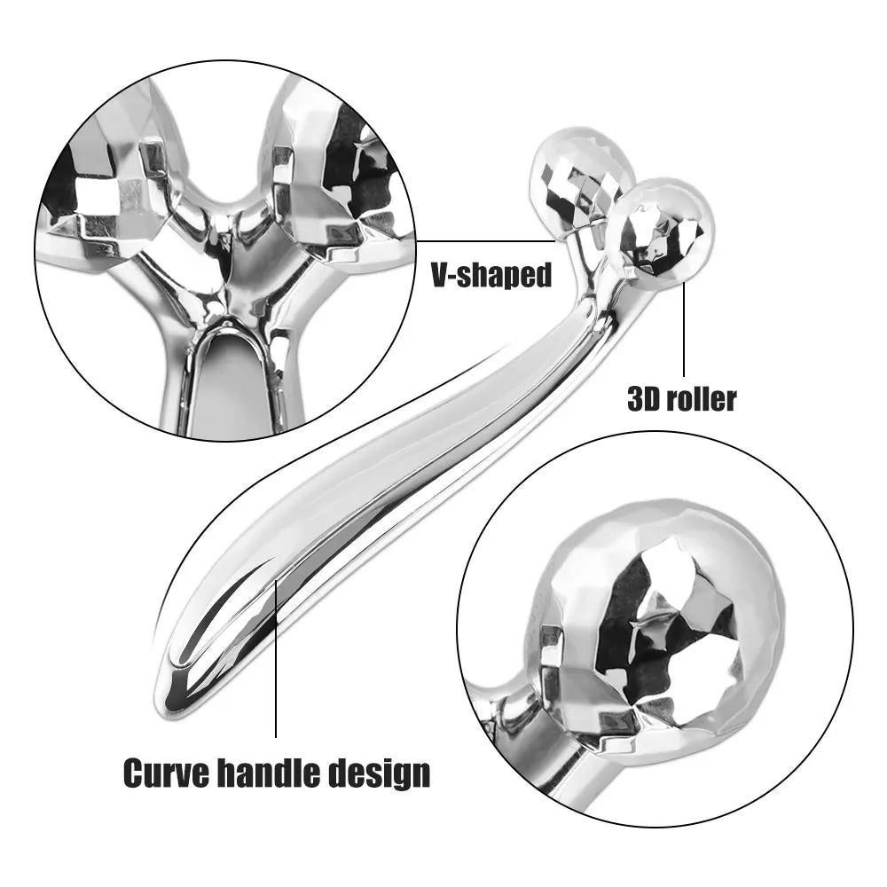 Masseur de visage et de cou à rouleau 3D en forme de Y, rotation à 360 degrés, outils de Massage du corps mince + grattoir Gouache Guasha, Lifting de la peau, dissolvant de rides