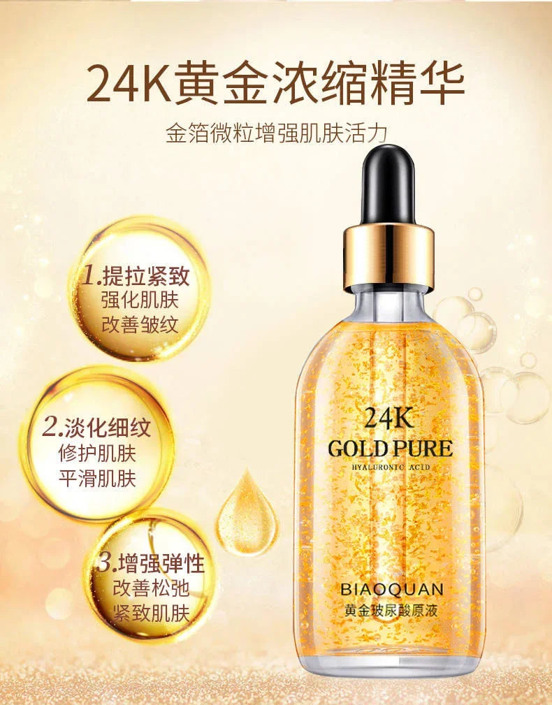 Sérum pour le visage, acide hyaluronique, Nicotinamide, Anti-vieillissement, Lifting du visage, Essence de collagène, soins pour la peau, blanchissant, 100ml, 24k