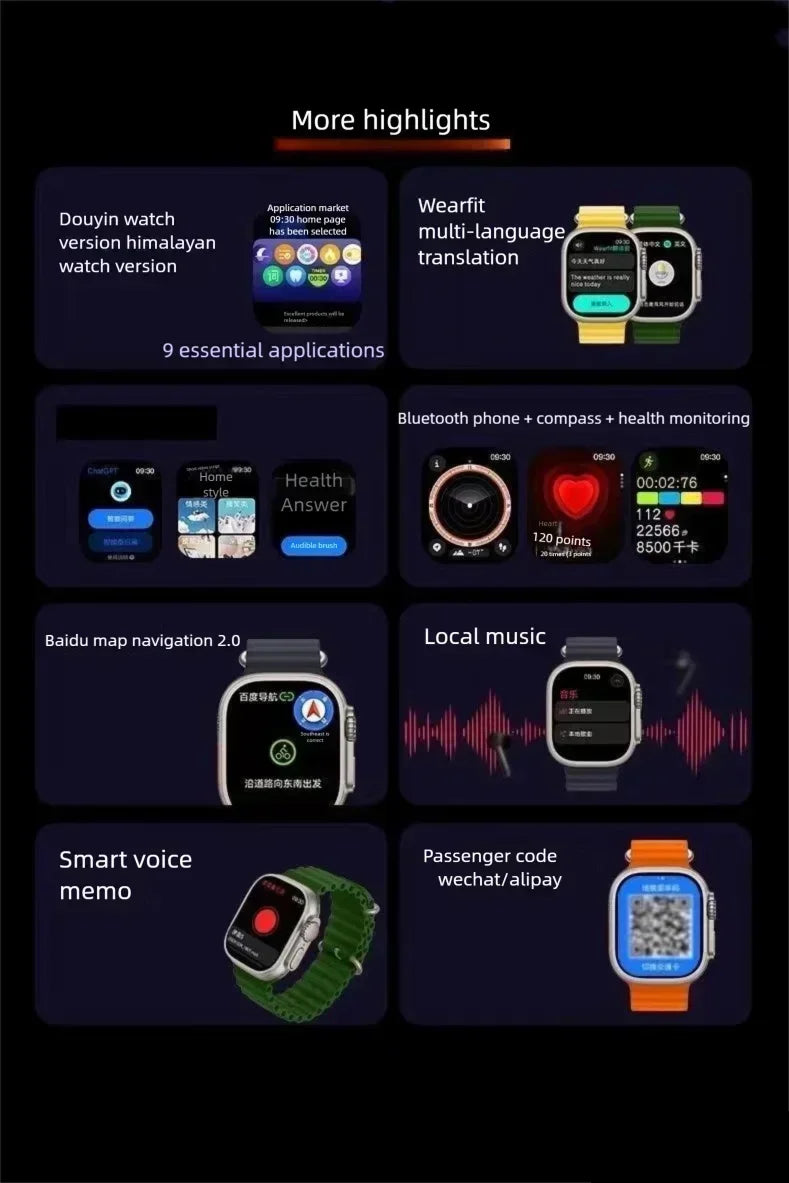 Original HK9 Ultra2 Max Smart Watch Men AMOLED Screen ChatGPT NFC BT Call 2GB ROM Watches GPS PK HK8 HK9 Pro Max Smartwatch Men