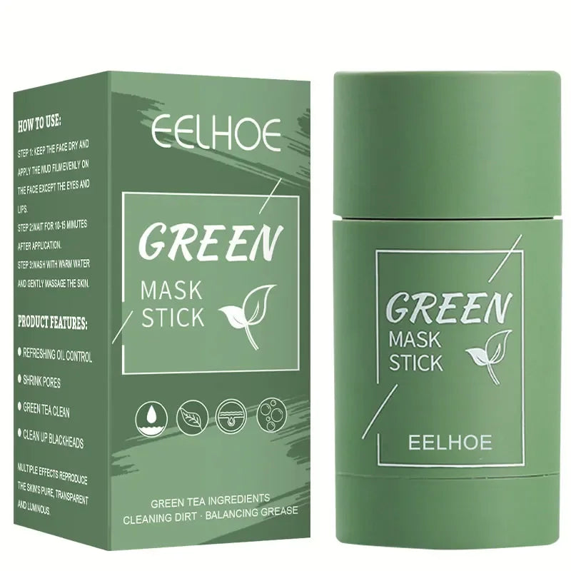 Masque propre au thé vert, bâton de traitement de l'acné, crème dissolvant de points noirs, nettoyage en profondeur des pores, éclaircissant, purifiant, masque de boue en argile Matcha
