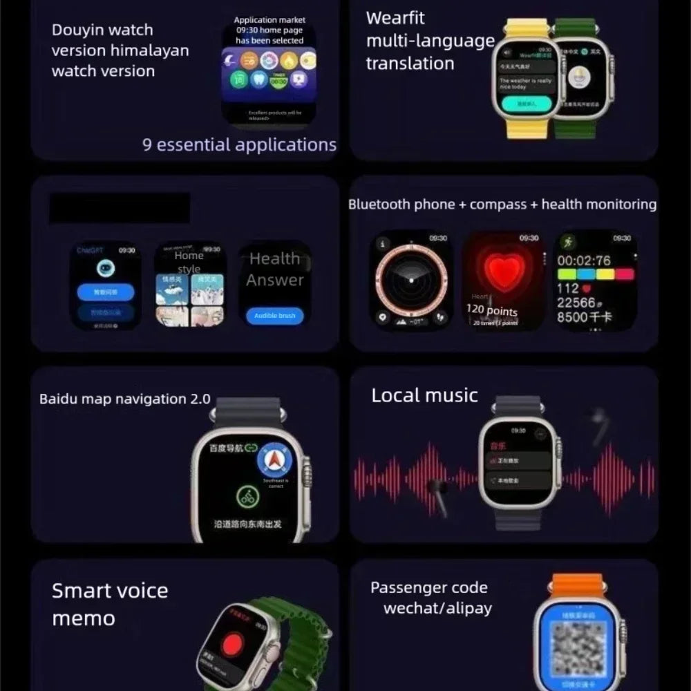 Original HK9 Ultra2 Max Smart Watch Men AMOLED Screen ChatGPT NFC BT Call 2GB ROM Watches GPS PK HK8 HK9 Pro Max Smartwatch Men