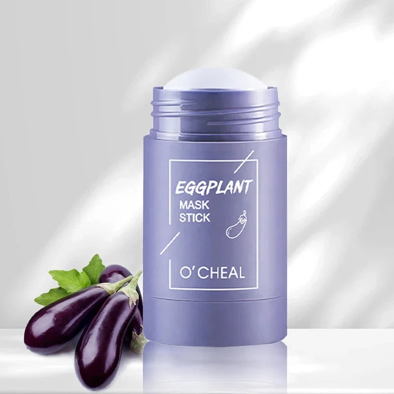 Masque facial solide bâton thé vert miel pêche nettoyage des pores hydratant Long charbon d'aubergine Film de boue
