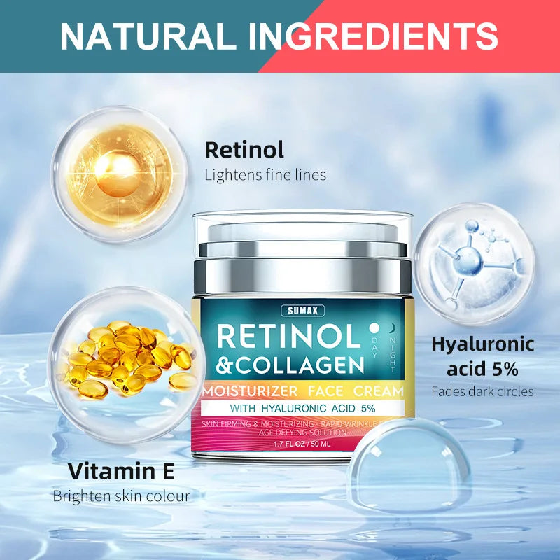 Rétinol Anti-âge crème pour le visage hydratant dissolvant de rides collagène acide hyaluronique crèmes soins de la peau 50ML