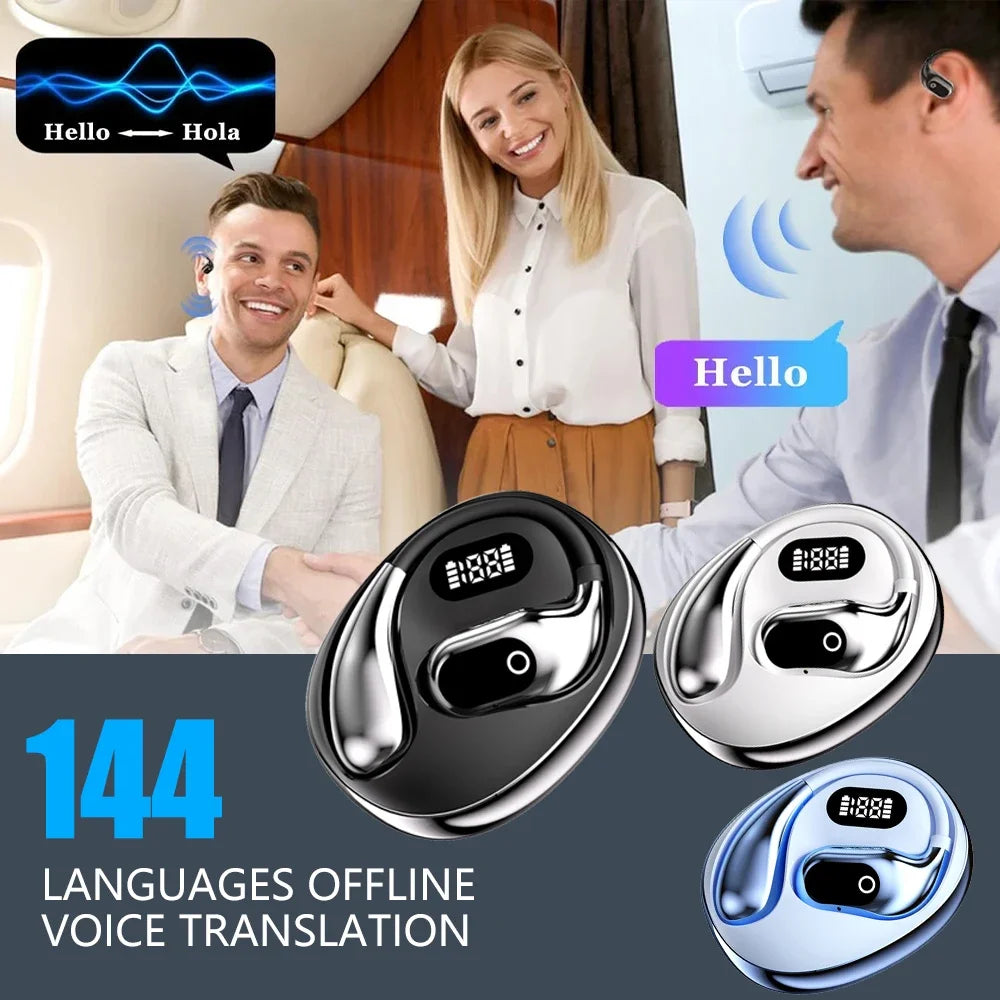 Ai Two-Way Real time Translators Earphone 144 Languages Wireless Bluetooth Smart Voice Translator Headphones For Travel Business