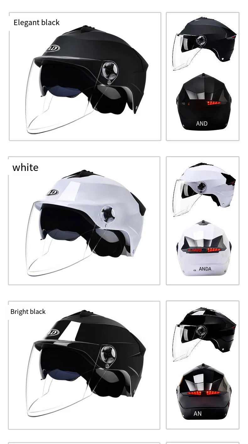 Casques de moto avec lumières LED, casque de cyclomoteur